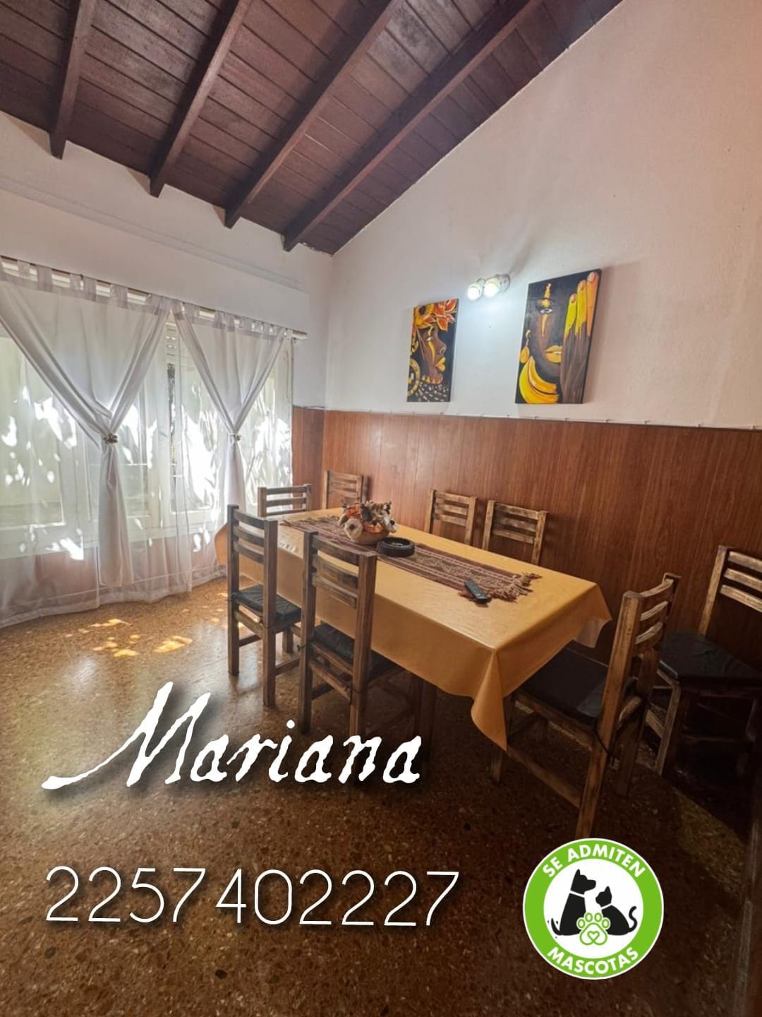 Casa 4 ambientes con patio, parrilla y garaje – se aceptan mascotas – Santa Teresita