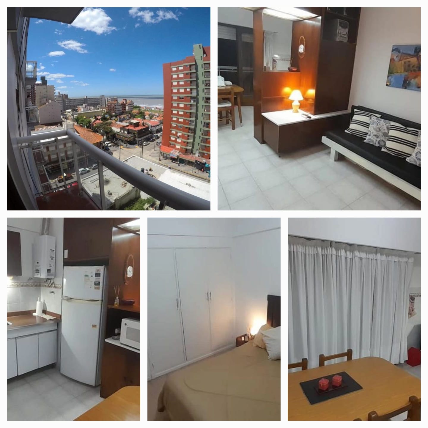 Departamento con balcón y vista al mar en San Bernardo – Hasta 4 personas · Piso alto